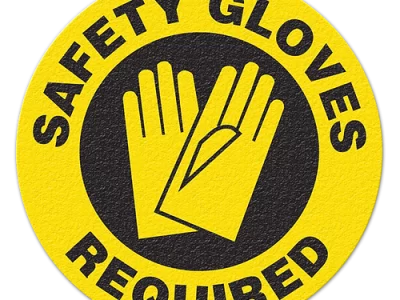 Anti-Slip 17'' Safety Floor Sign - SAFETY GLOVES REQUIRED