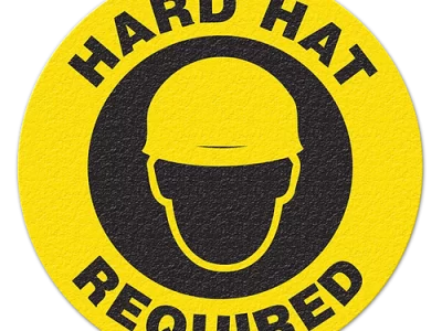 Anti-Slip 17'' Safety Floor Sign - HARD HAT REQUIRED