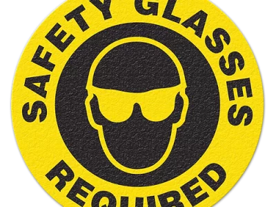 Anti-Slip 17'' Safety Floor Sign - SAFETY GLASSES REQUIRED