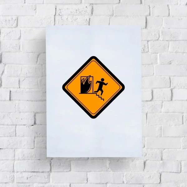 Un homme marche sur un trottoir, illustré sur une affiche.